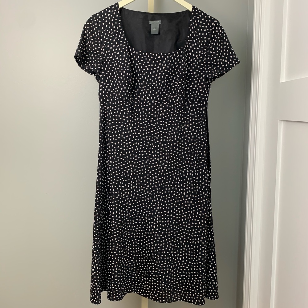 Ann Taylor Black & White Splashes Polka Dot Dress